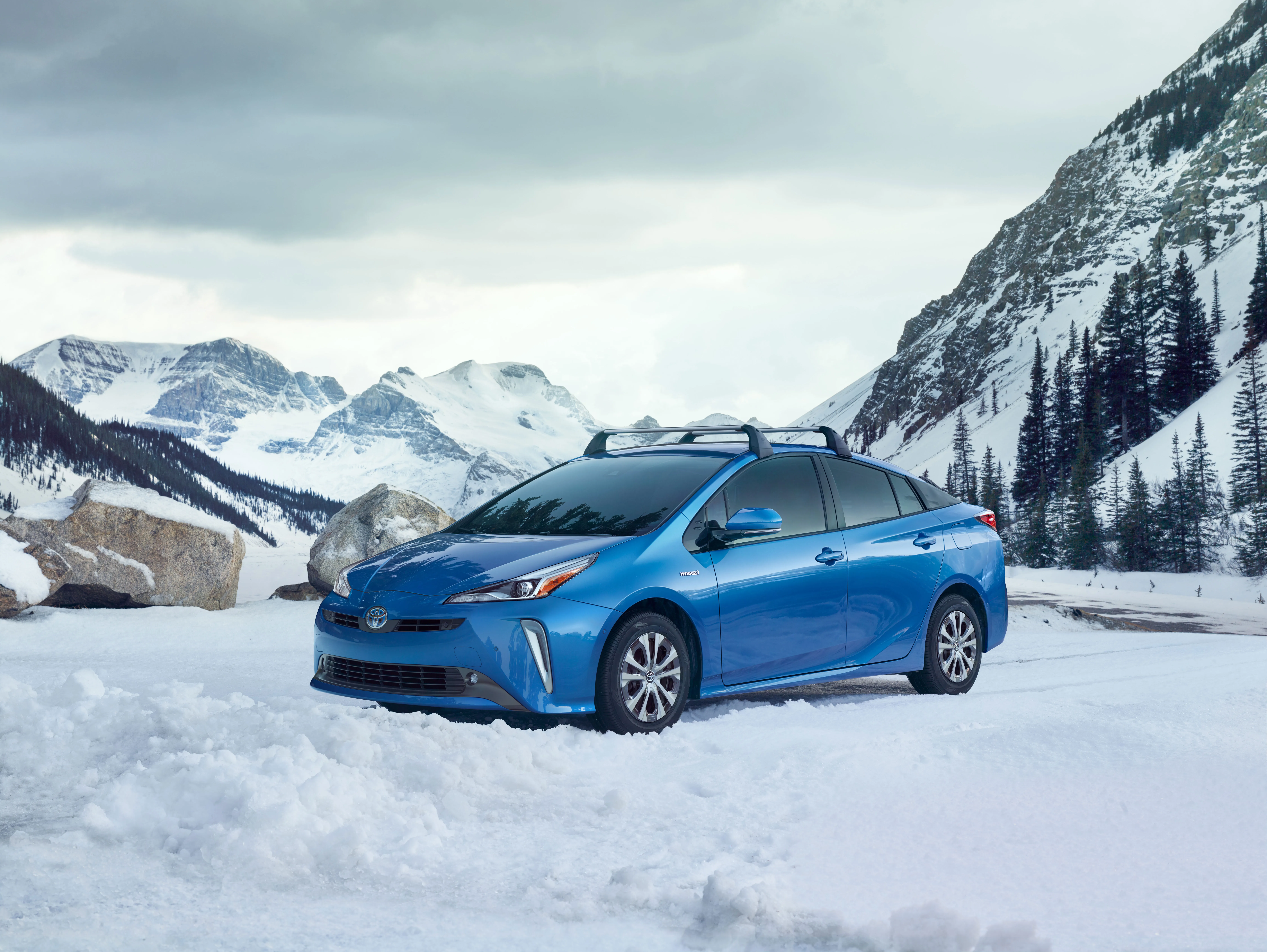 White 2020 Toyota Prius AWD-e exterior showcasing its aerodynamic design