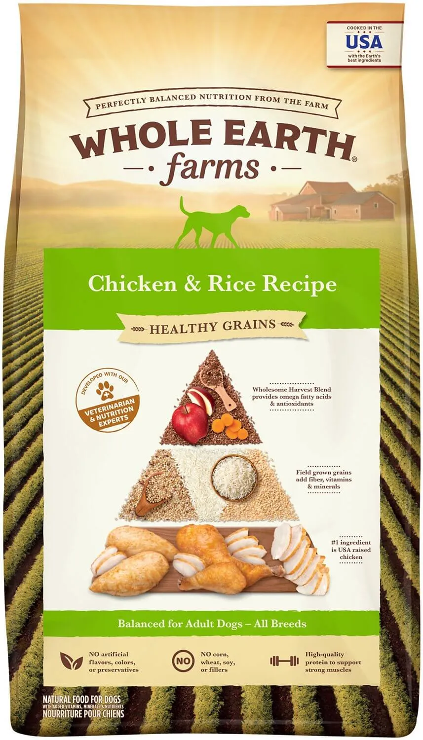 Whole Earth Farms Healthy Grains Chicken and Rice dry dog food with 4.5 star rating