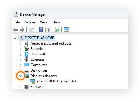 You can check your graphics card under Display adapters