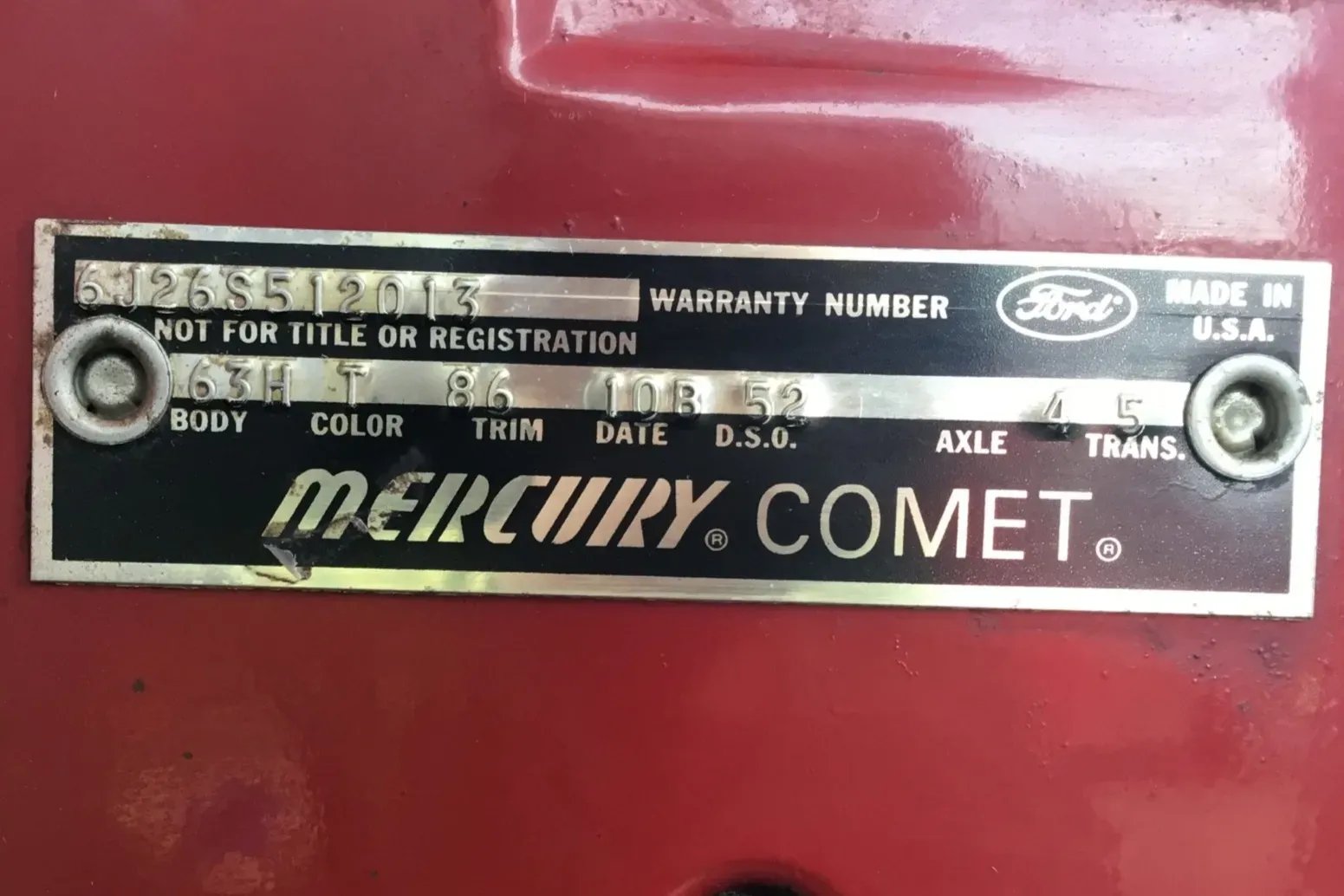 1966 Mercury Comet Cyclone GT underside with drivetrain details