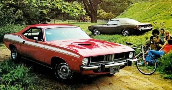 1974 Plymouth Barracuda front view showcasing its sleek pony car styling