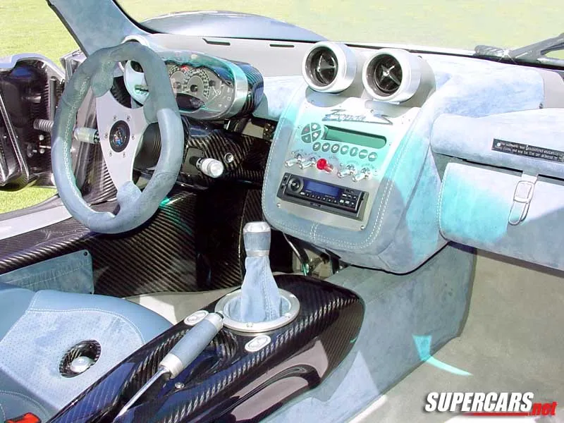 1999 Pagani Zonda C12-S engine bay revealing AMG V12