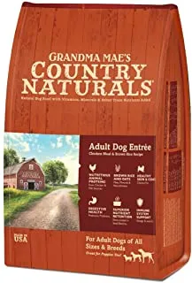 A bowl of Grandma Mae's Country Naturals Adult Dog Entree kibble