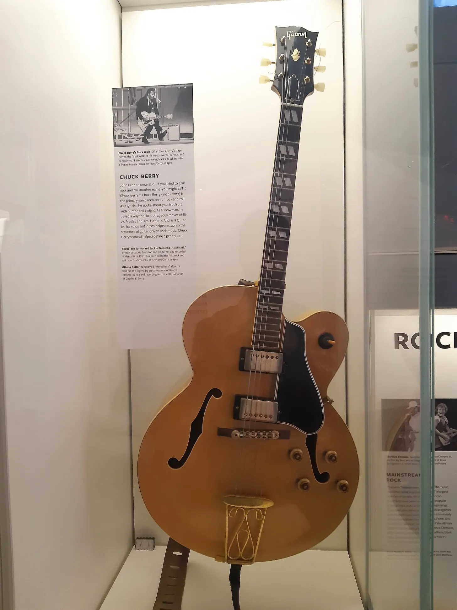 A classic Gibson electric guitar, one of Chuck Berry's signature instruments, at the National Museum of African-American History and Culture