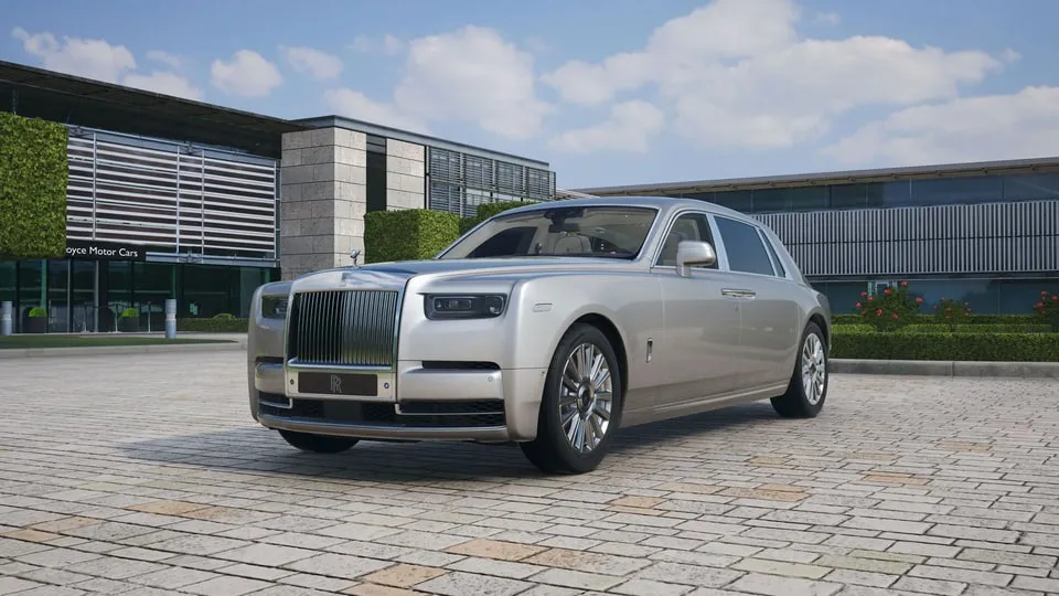 A classic Rolls Royce Phantom with its iconic grille.