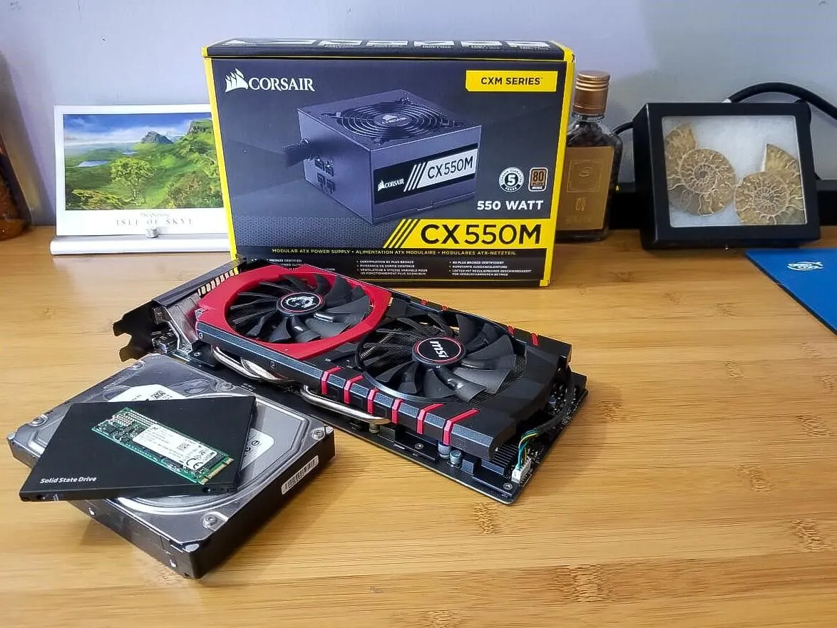 A collection of computer components