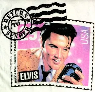 A commemorative postage stamp featuring the iconic image of Elvis Presley