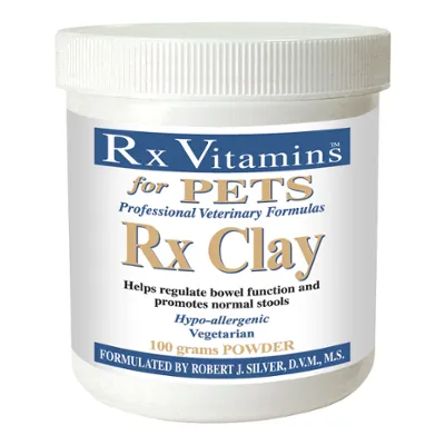 A container of Rx Clay, a white powder