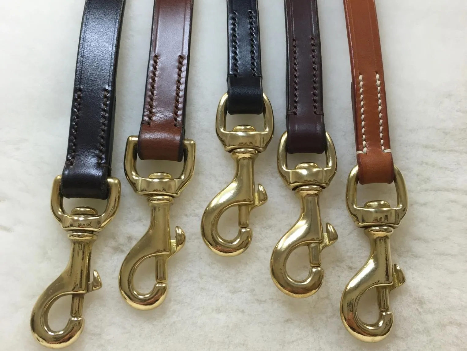 A dog wearing a plain English bridle leather collar with a matching lead