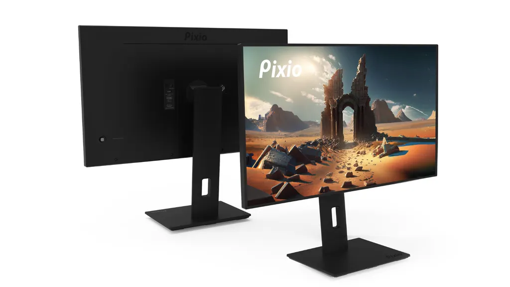 A gaming setup featuring a large 4K monitor displaying a vibrant game scene