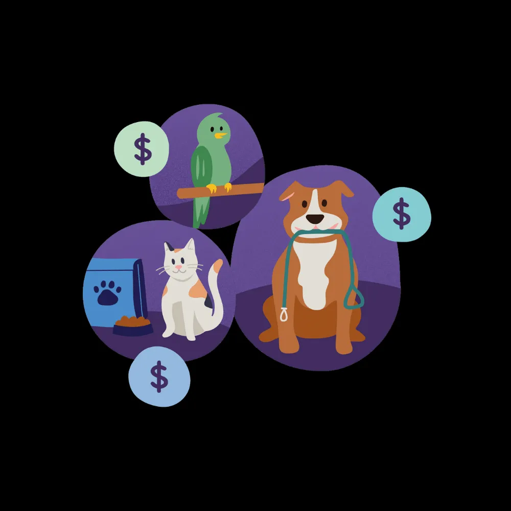 A hand pointing to a chart displaying various dog walking and pet sitting service rates