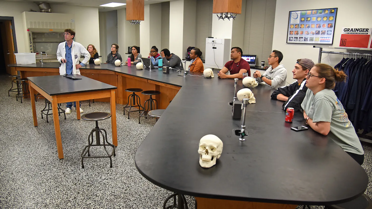 A modern, bright classroom setting ready for a professional development workshop