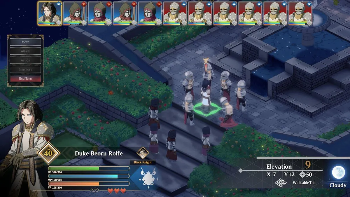 A mounted unit engaging enemies on a detailed battlefield in Crimson Tactics: The Rise of The White Banner