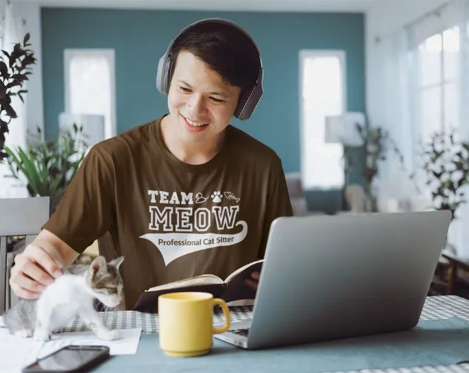 A professional pet care provider managing client schedules and insurance details, emphasizing the administrative side of dog walking.