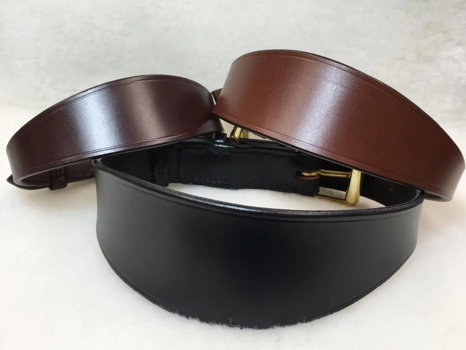 A sighthound wearing a specially designed bridle leather collar
