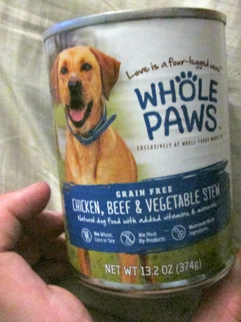 A variety of Whole Paws canned dog food