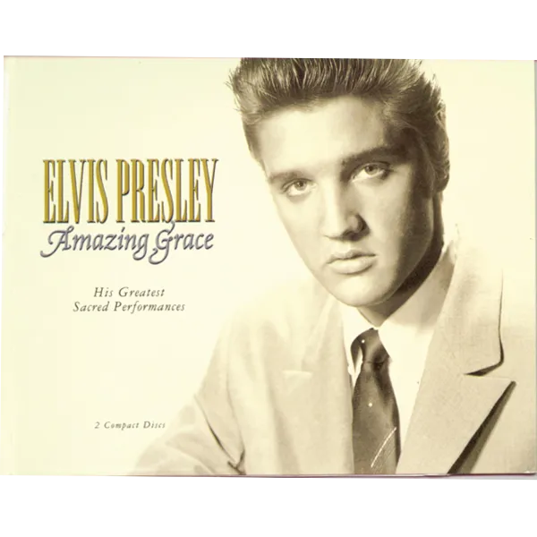 Album cover for Elvis Presley's "Amazing Grace" featuring a classic image of the artist