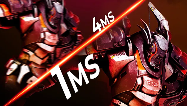 An illustration representing the AOC Gaming 27G2E's ultra-fast 1ms response time