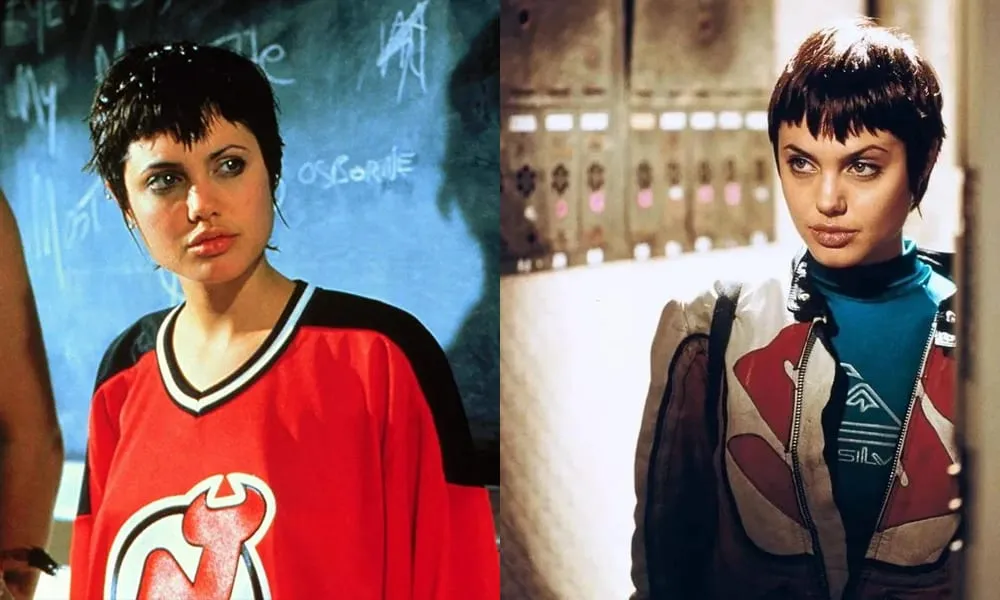 Angelina Jolie as Acid Burn with a severe haircut in "Hackers" (1995)