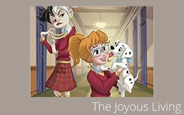 Anita discovering a Dalmatian puppy in the schoolyard.
