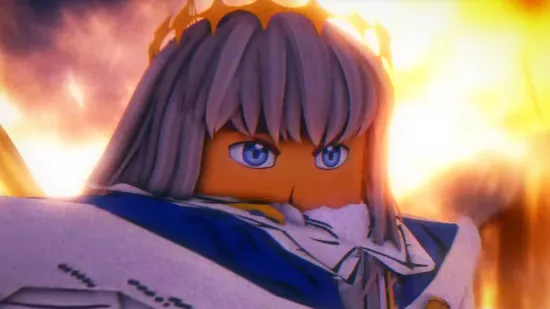 Best tower defense games: a silver-haired Roblox character wearing a crown