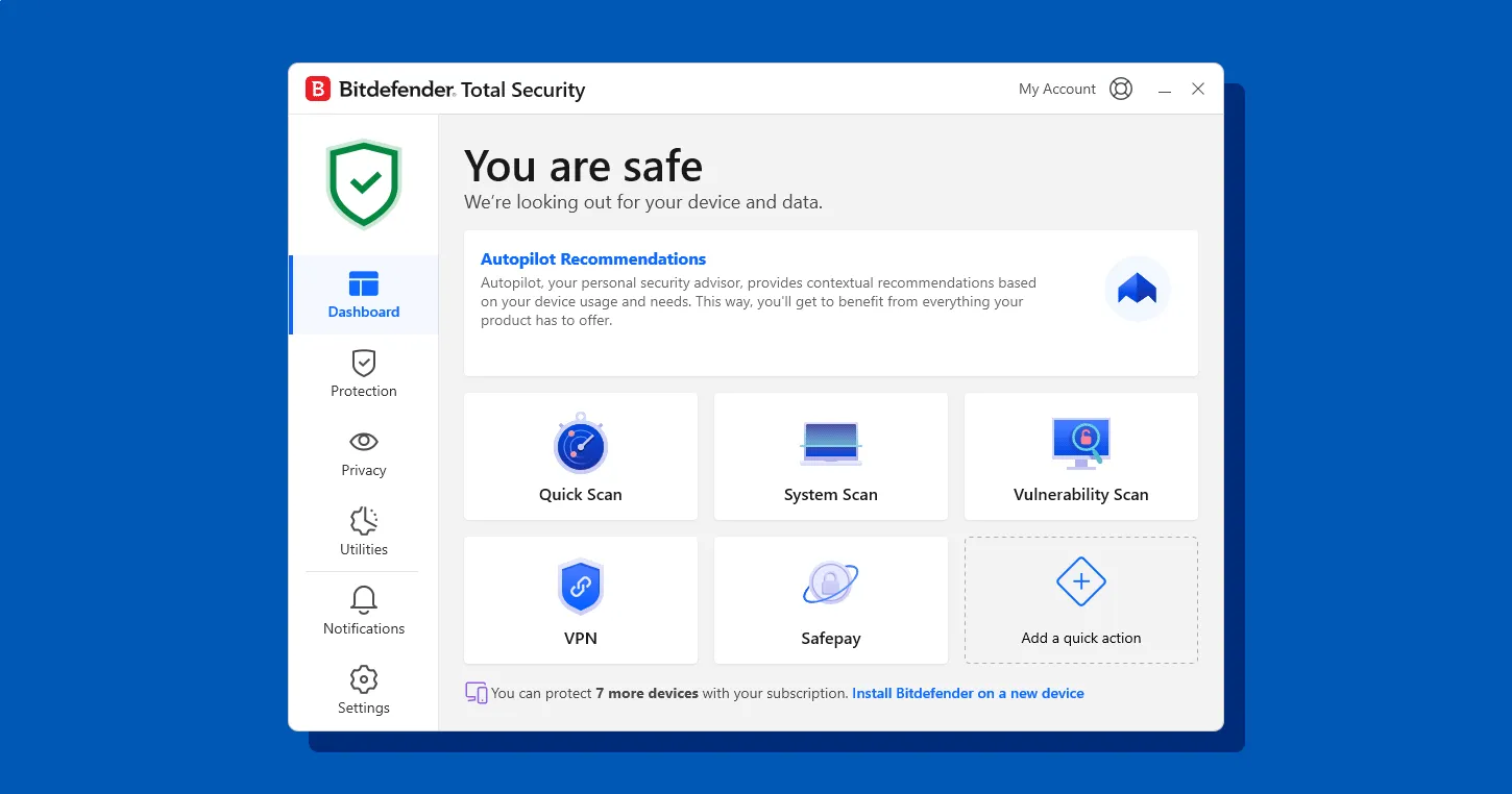 Bitdefender's clean interface with gaming-focused features