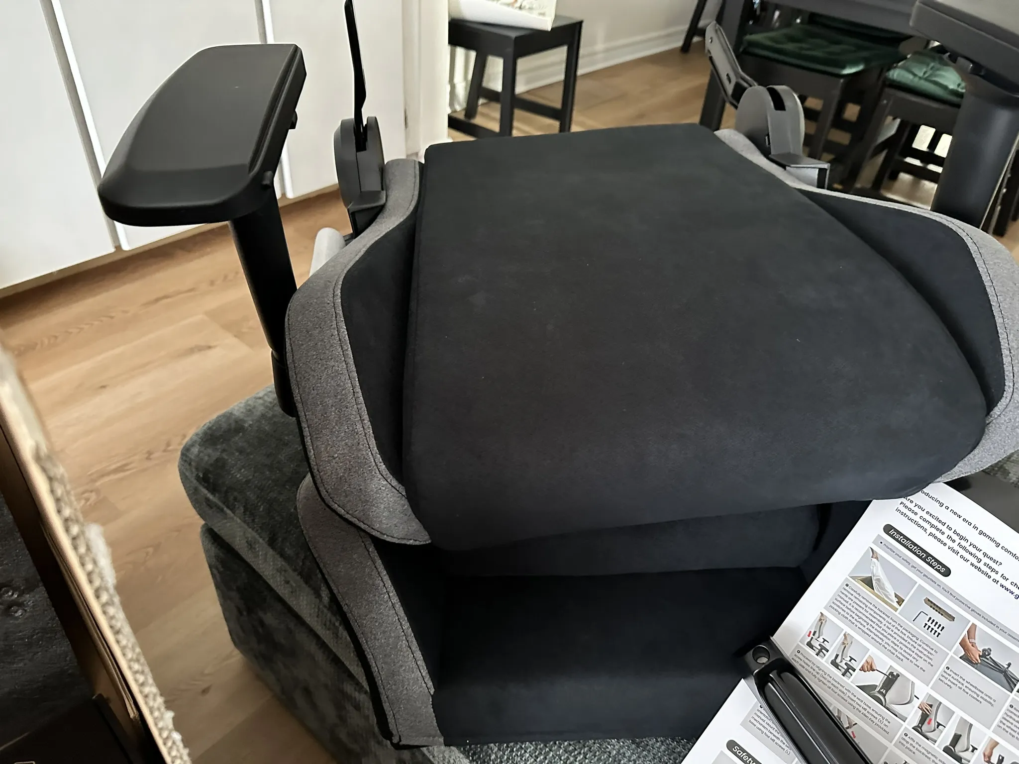 Blacklyte Athena chair with rollerblade wheels