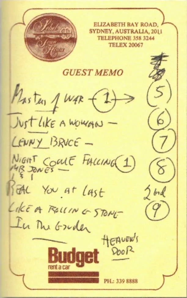 Bob Dylan's Brainstorming Notepad