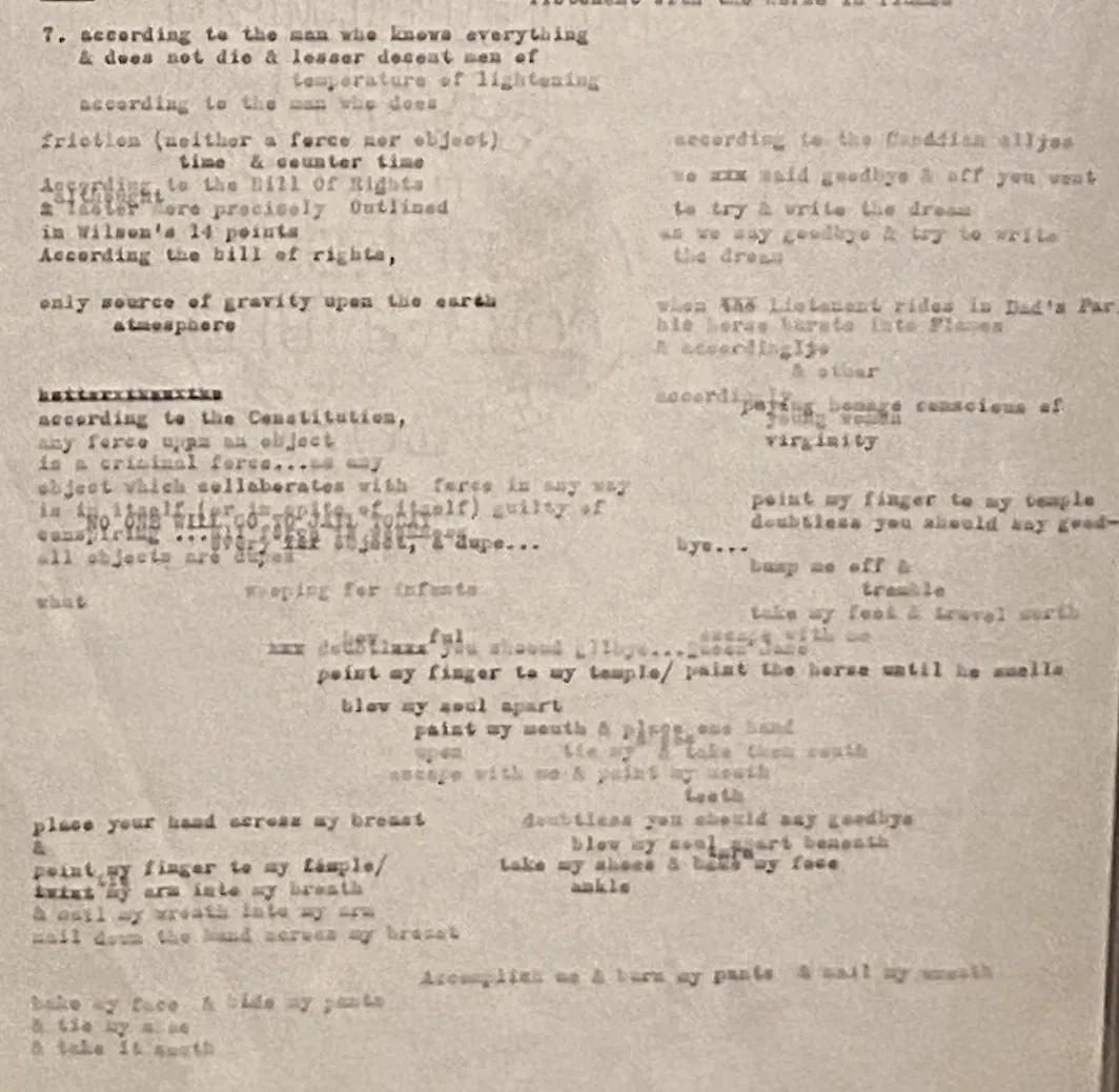 Bob Dylan's enigmatic free-form typing and musings, part of his correspondence with Allen Ginsberg.