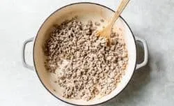 Browning ground turkey in a pot