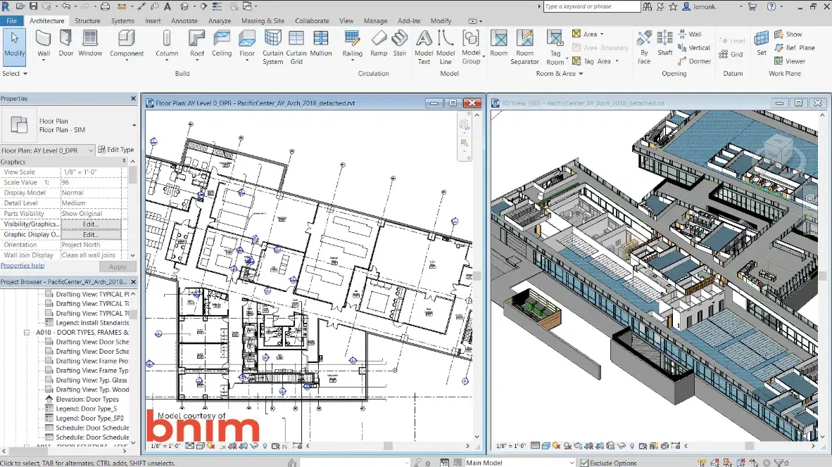 Building analysis in Revit showcasing various data points