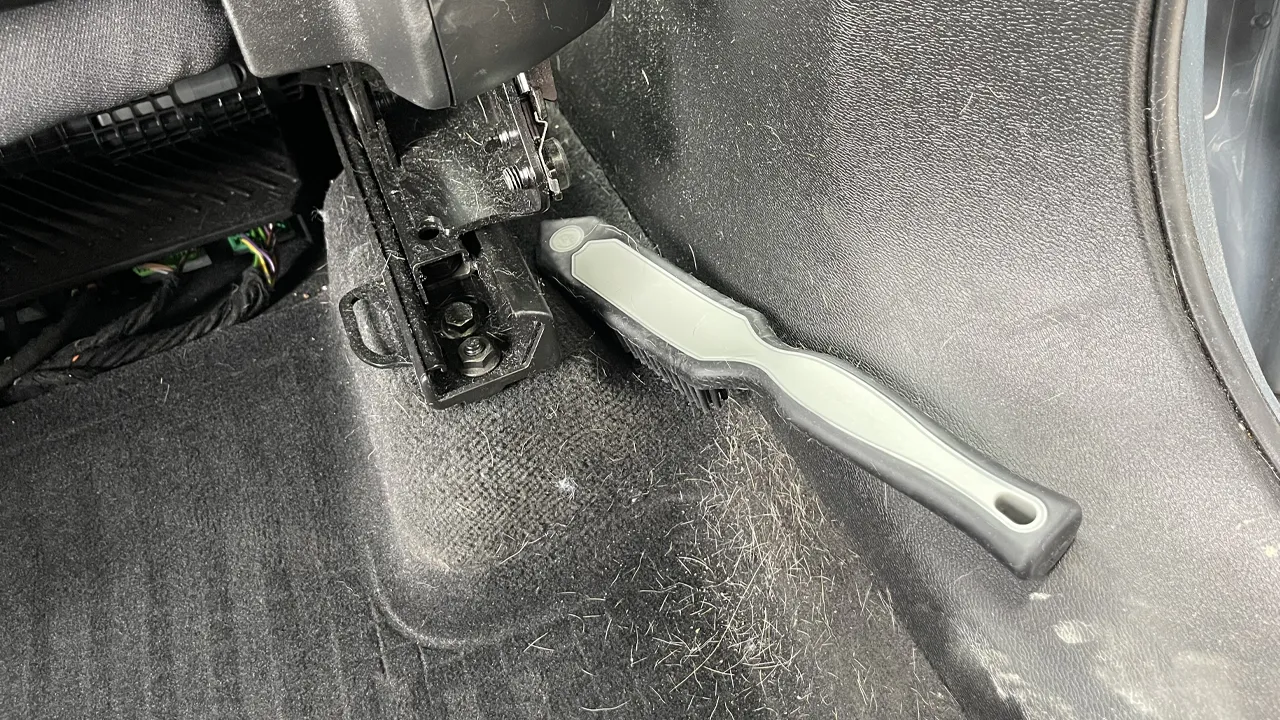 Cleaned car interior after using the Detail Factory Pet Hair Brush and Rake