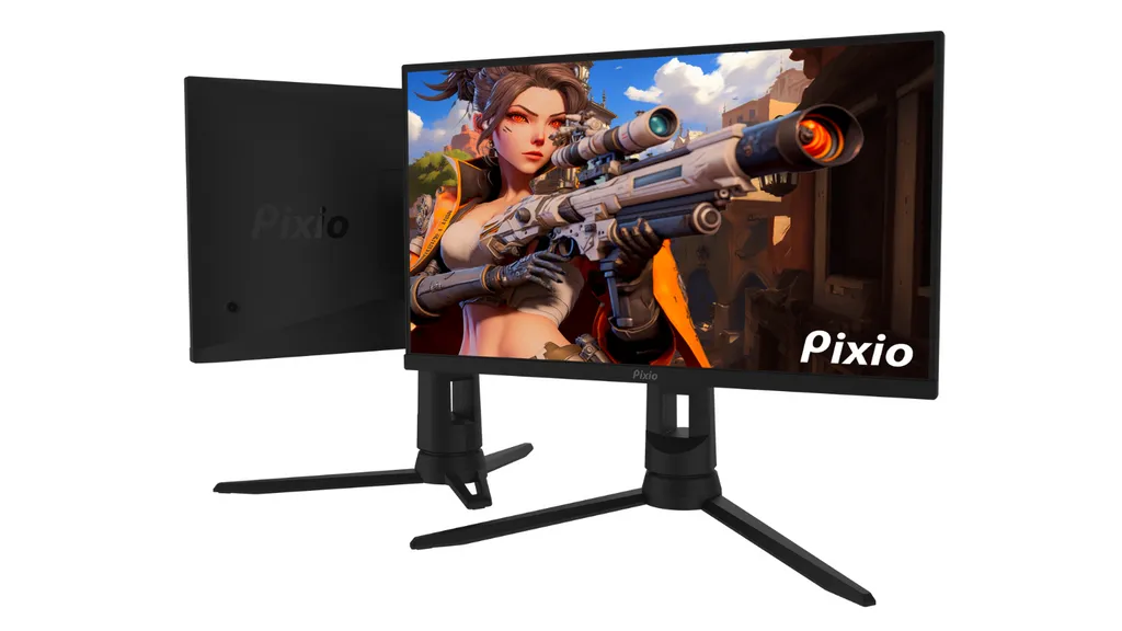 Close-up of a gaming monitor displaying different resolutions for comparison