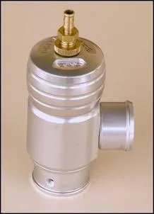 Close-up of the GFB blow-off valve used for boost bleed-off in the Prius turbo system
