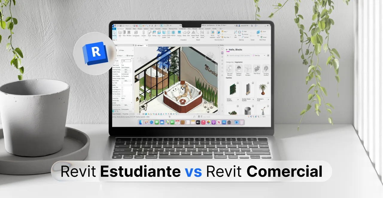 Comparison of Revit Student and Commercial versions, highlighting features and limitations