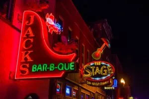 Crowded Lower Broadway Honky Tonk Highway in Nashville