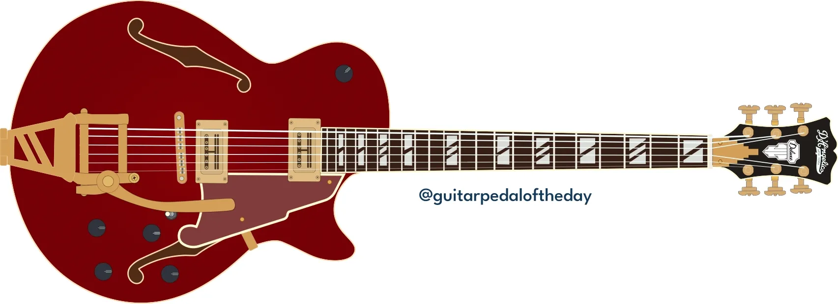 D'Angelico Deluxe Bobby Weir 3 semi-hollow guitar suitable for Chuck Berry tone
