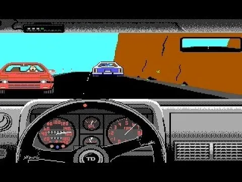 Dashboard view of a supercar in Test Drive, showing speed and police radar