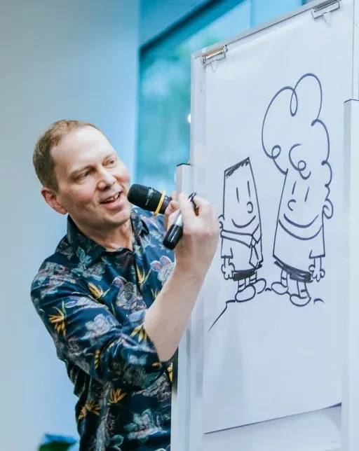 Dav Pilkey, the author of Dog Man and Captain Underpants, smiling