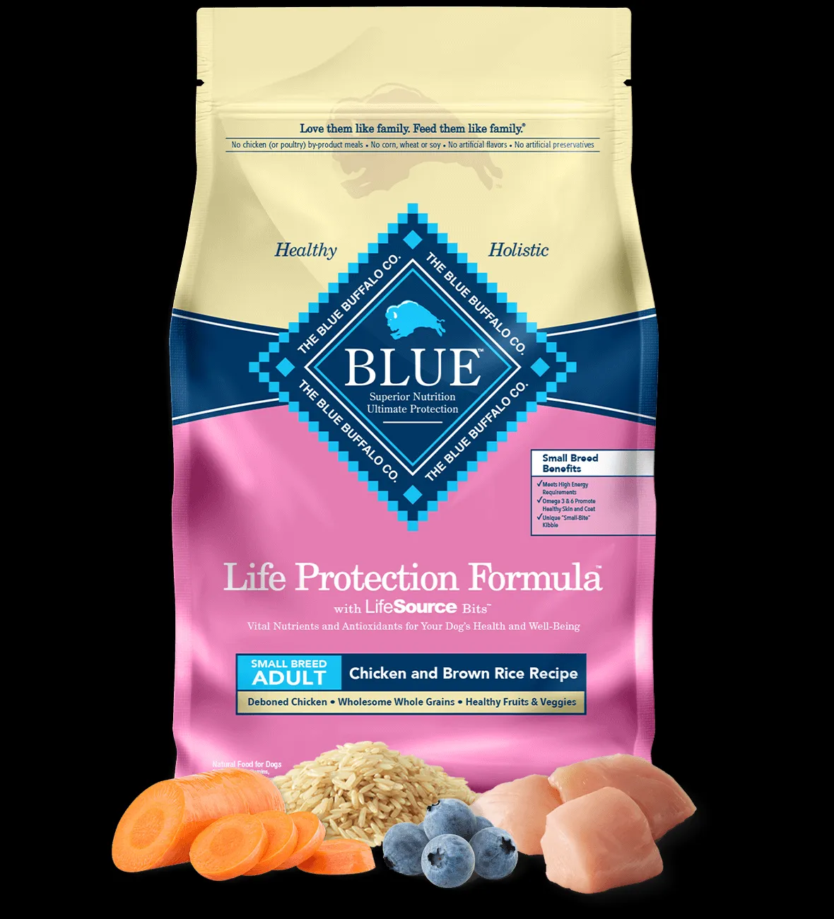 Dry bag of small breed adult dog food