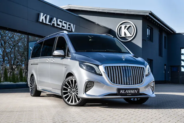 Elegant exterior of a Mercedes-Benz V-Class V300 VIP Edition Luxury Van with a sleek design.
