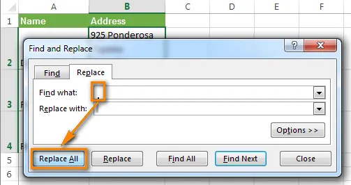 Eliminating line breaks or replacing them with a space using Excel's Find and Replace function.