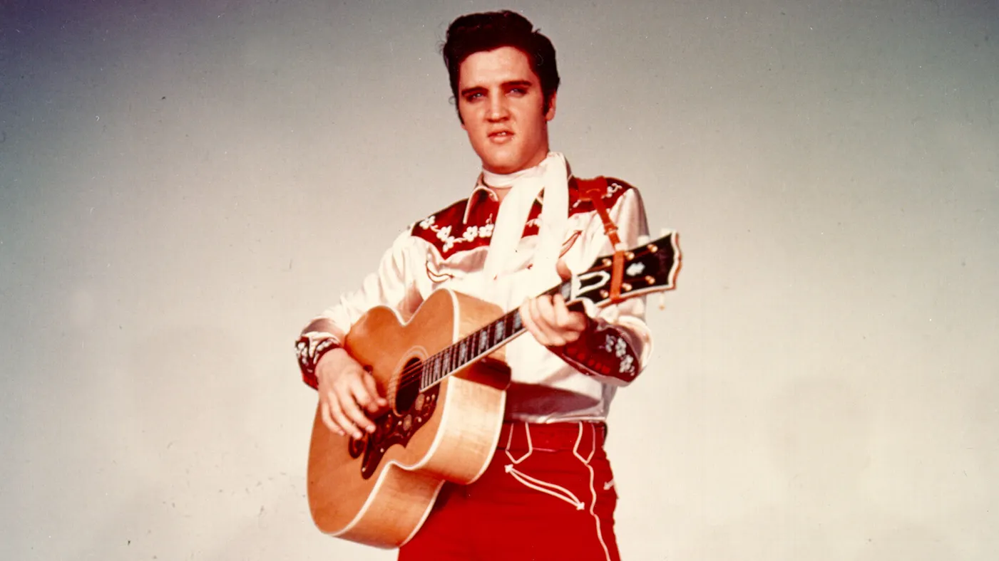 Elvis Presley in a still from the iconic "Jailhouse Rock" film