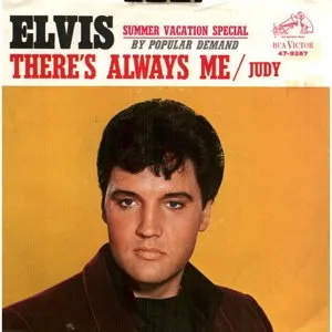 Elvis Presley in a thoughtful pose, possibly during a recording session, reflecting the sentiment of his ballads