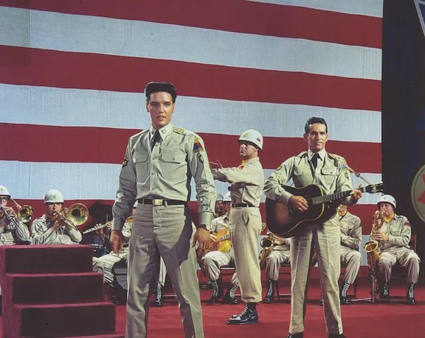 Elvis Presley performing candidly during G.I. Blues production