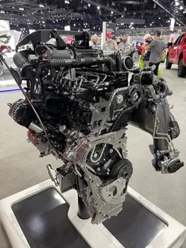 Engine on a lift for repairs