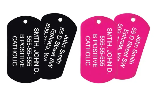 Engraved dog tag necklace set for couples