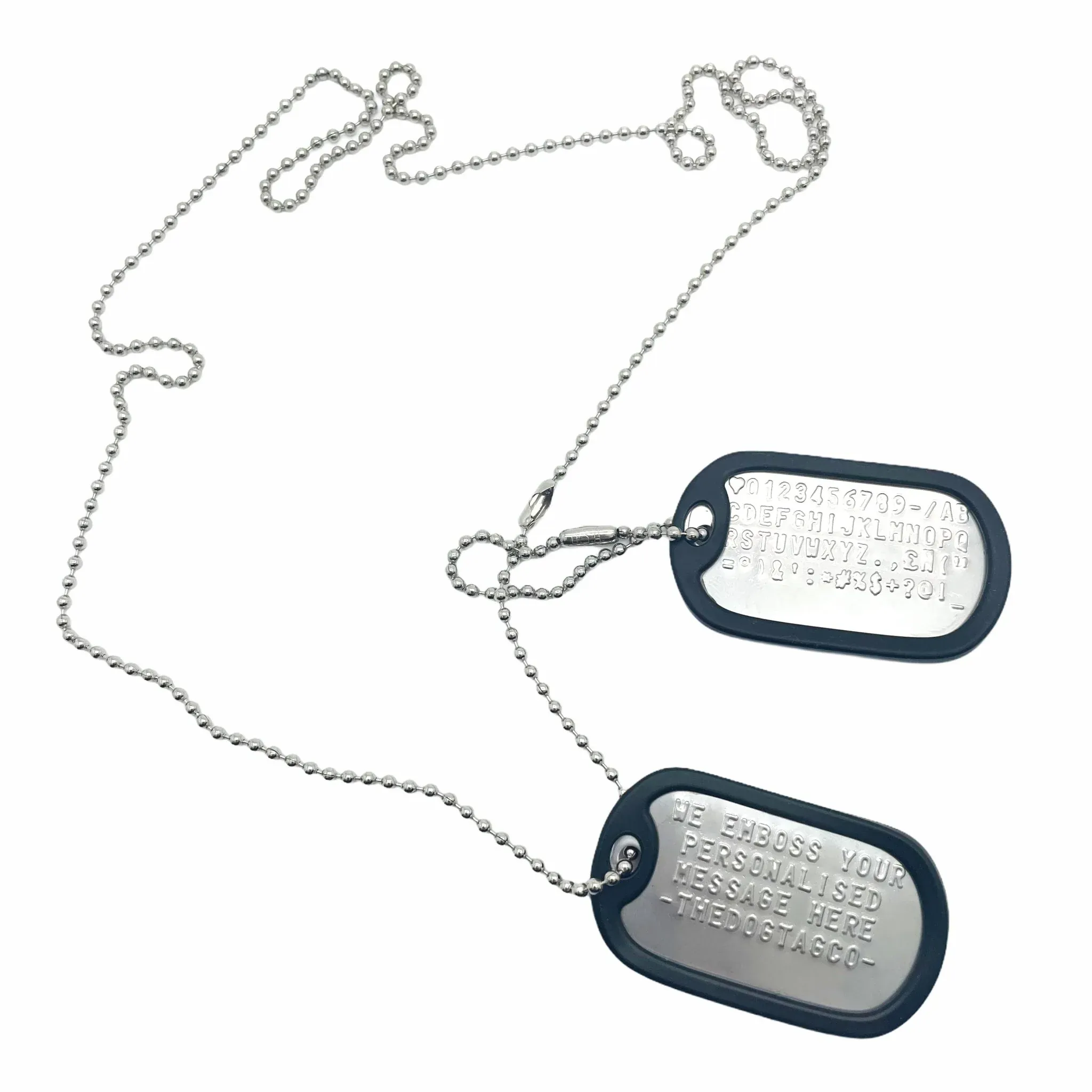 Engraved stainless steel military dog tags pair