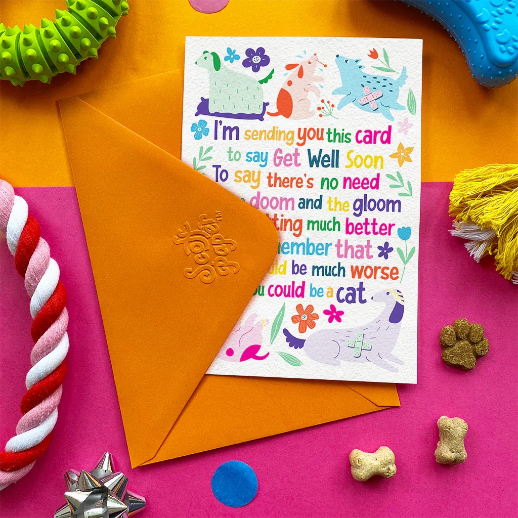 Envelope packaging for Get Well Poem dog recovery card