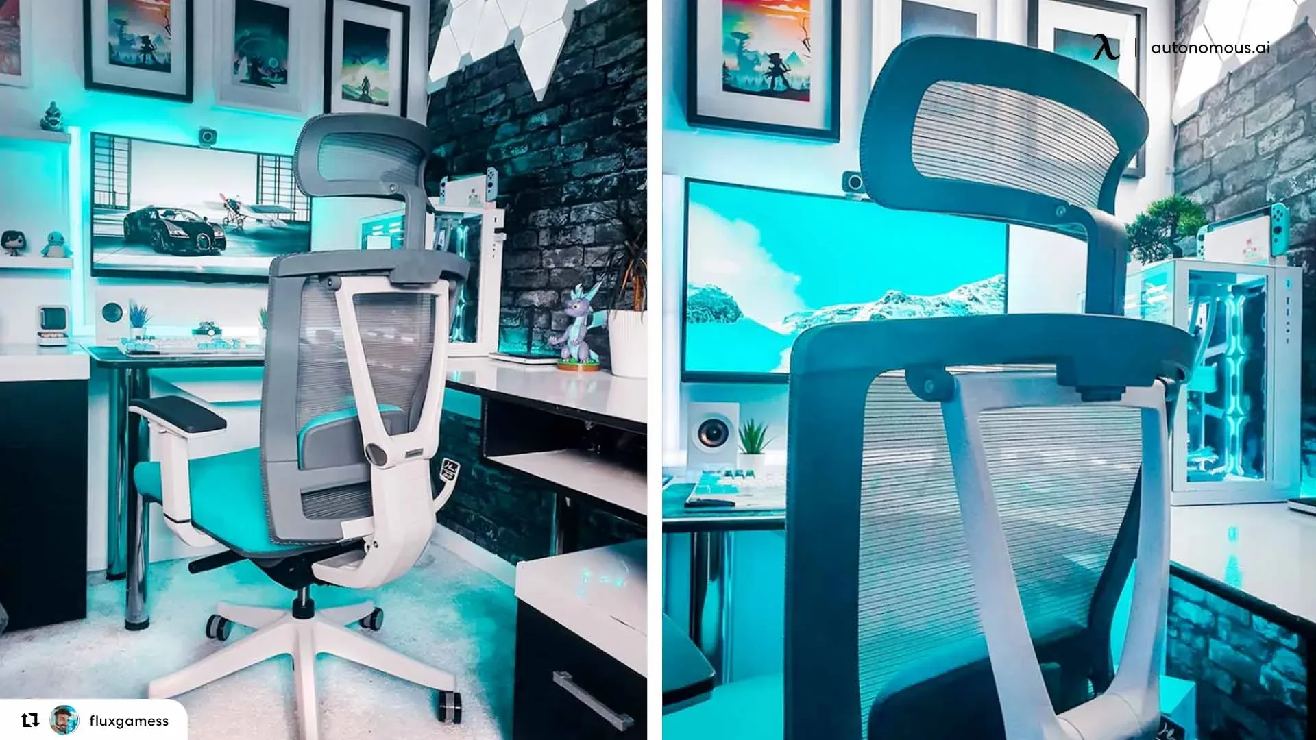 Ergonomic Blue Gaming Chair with Decor